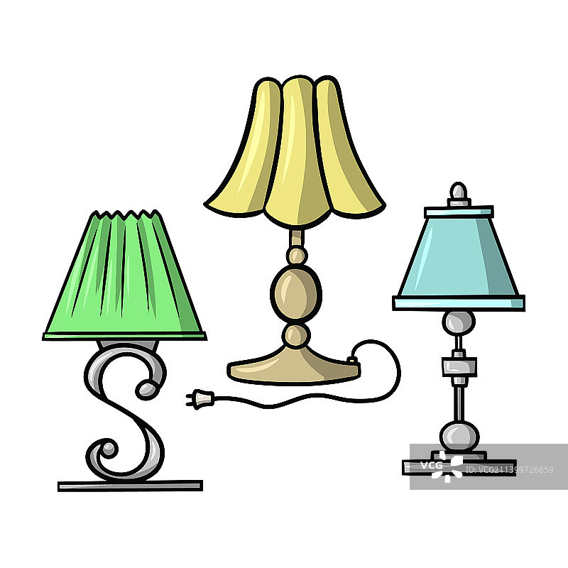 一套不同灯罩的台灯图片素材