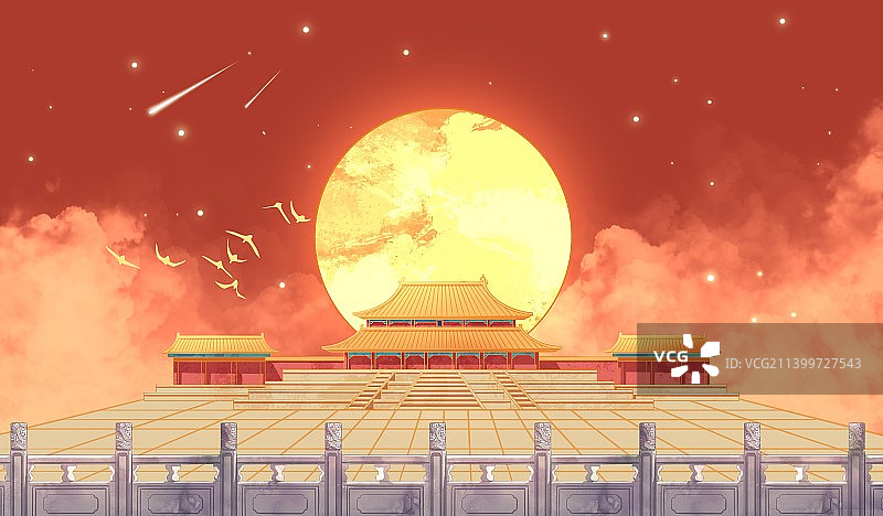 北京故宫太和殿节日插画图片素材