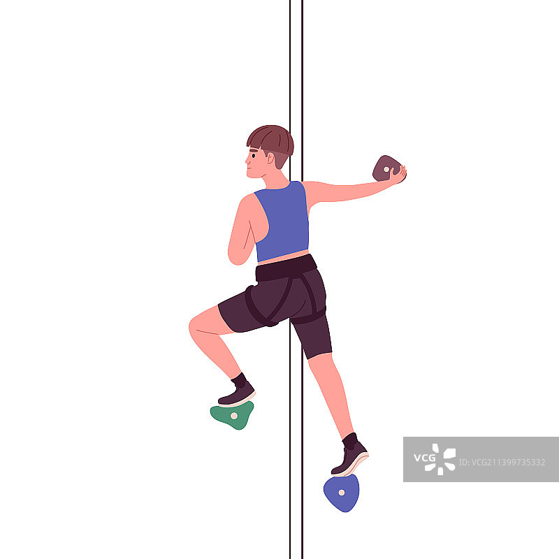 攀岩 женщина двигается вверх по скале图片素材