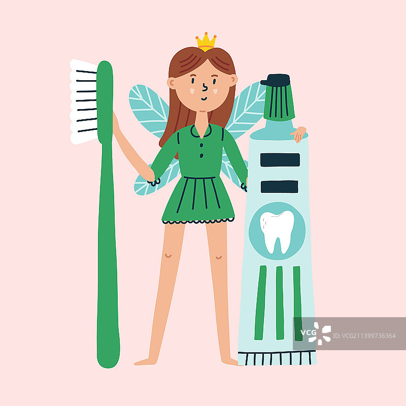 牙仙与牙刷和牙膏图片素材