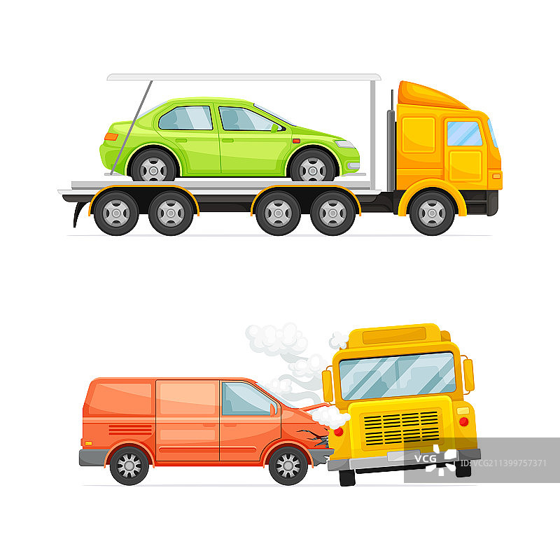 不同类型的车祸和道路交通事故图片素材