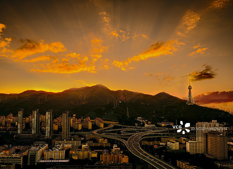 西宁晚霞图片素材