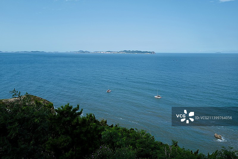 蓬莱阁田横山遥望长岛国家森林公园图片素材