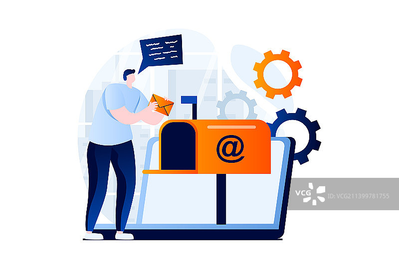 扁平风格的电子邮件服务概念场景图片素材