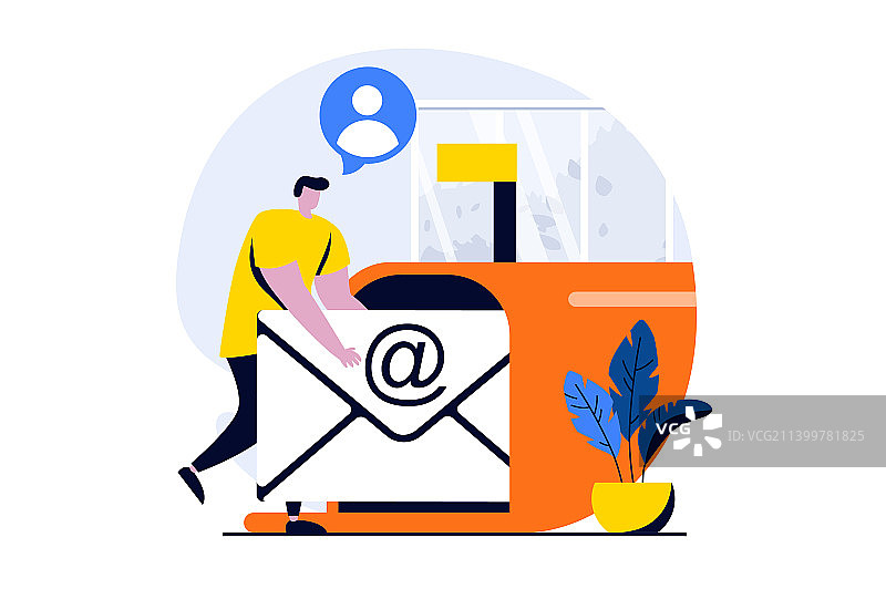 扁平风格的电子邮件服务概念场景图片素材