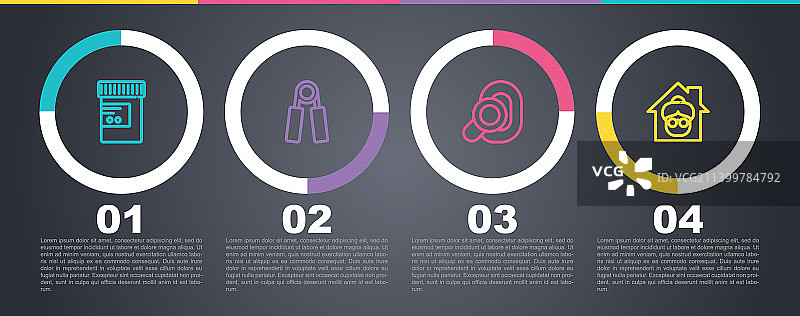 药瓶药丸运动拉力器组合线条图标图片素材