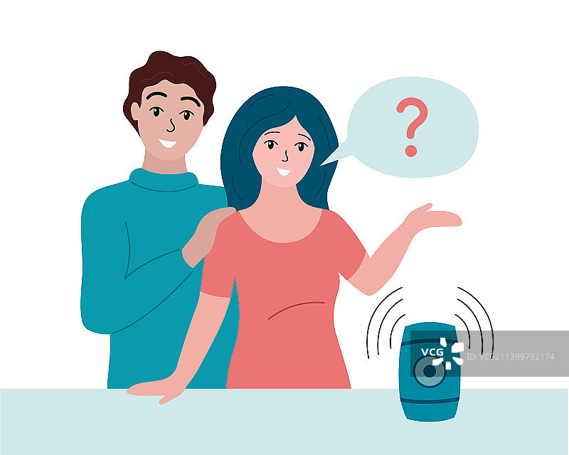 智能音箱设备家庭情侣场景图片素材