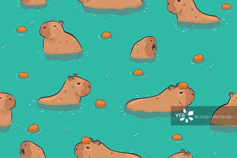 水中水豚图形无缝图案图片素材
