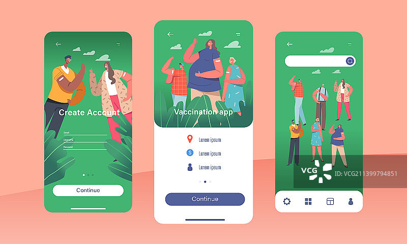 疫苗接种手机App引导页图片素材
