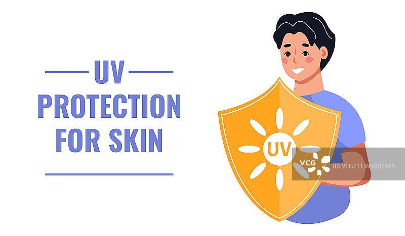 具有紫外线防护罩保护男人的banner图片素材