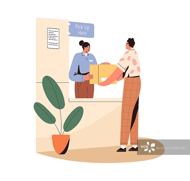 顾客在邮局自提点接收包裹图片素材