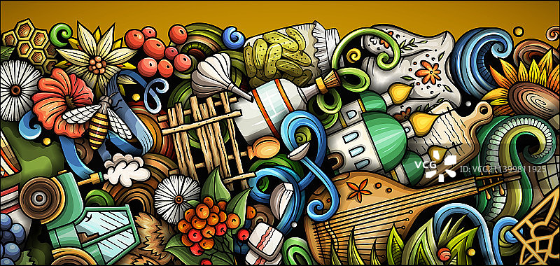 乌克兰涂鸦风格banner宣传单图片素材