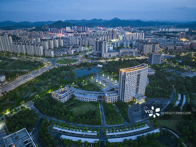 安徽芜湖繁昌城市风光日落夜景图片素材