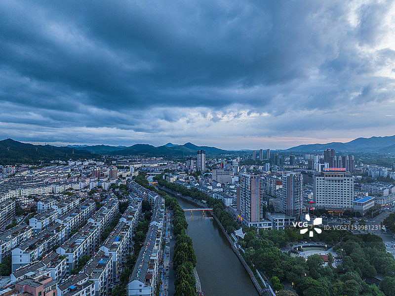 安徽芜湖繁昌城市风光日落夜景图片素材