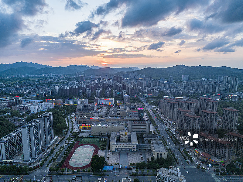 安徽芜湖繁昌城市风光日落夜景图片素材