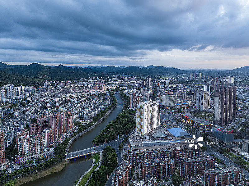 安徽芜湖繁昌城市风光日落夜景图片素材