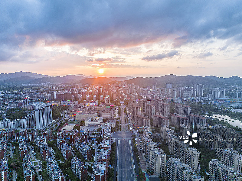 安徽芜湖繁昌城市风光日落夜景图片素材