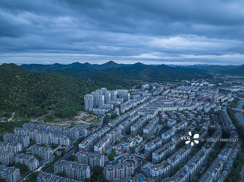 安徽芜湖繁昌城市风光日落夜景图片素材