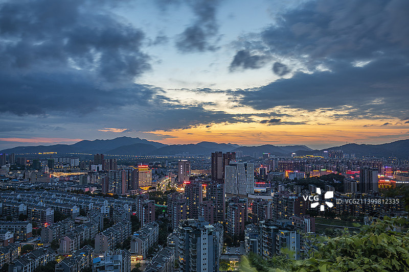 安徽芜湖繁昌城市风光日落夜景图片素材