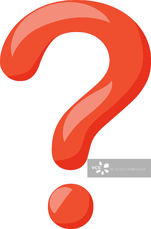 红色问号半扁平色对象图片素材
