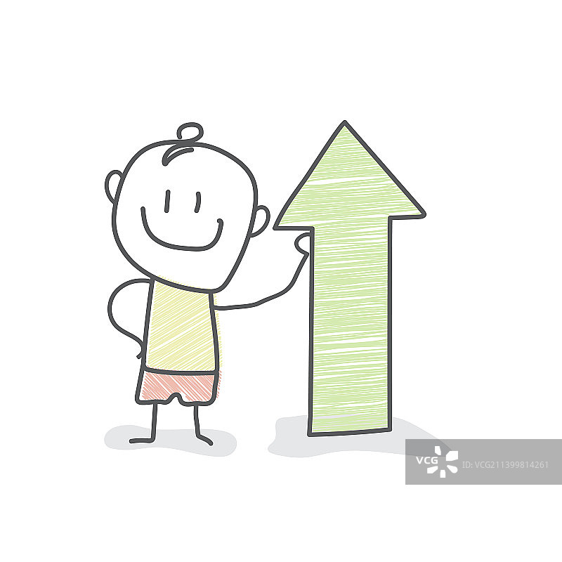 卡通人物举起箭头图片素材