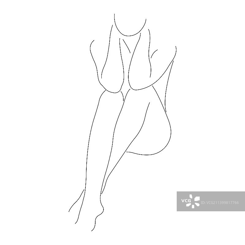 优雅坐姿的女孩剪影图片素材