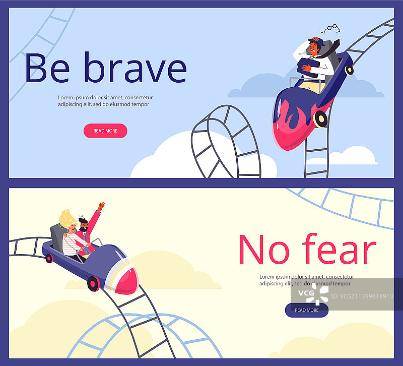 过山车扁平风格网站banner图片素材