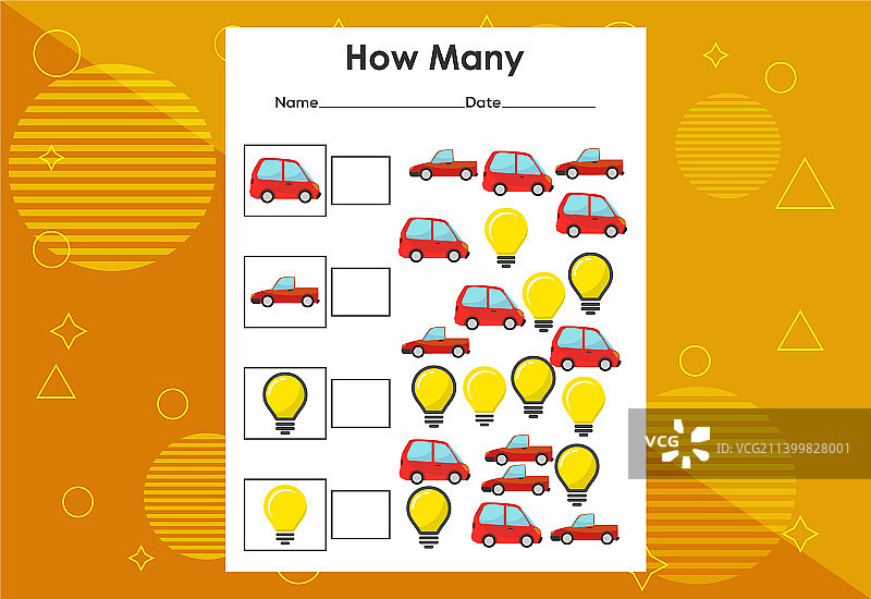 儿童教育物品计数游戏任务图片素材