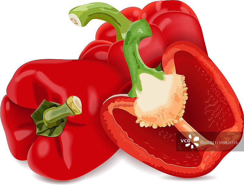 完整和半个甜椒图片素材