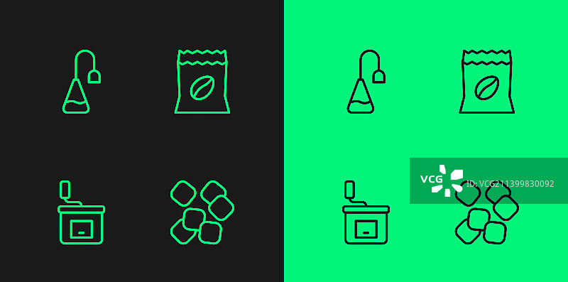 方糖手动咖啡研磨机茶叶等线性图标图片素材