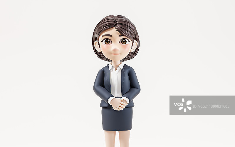 穿着正装的卡通女性3D渲染图片素材