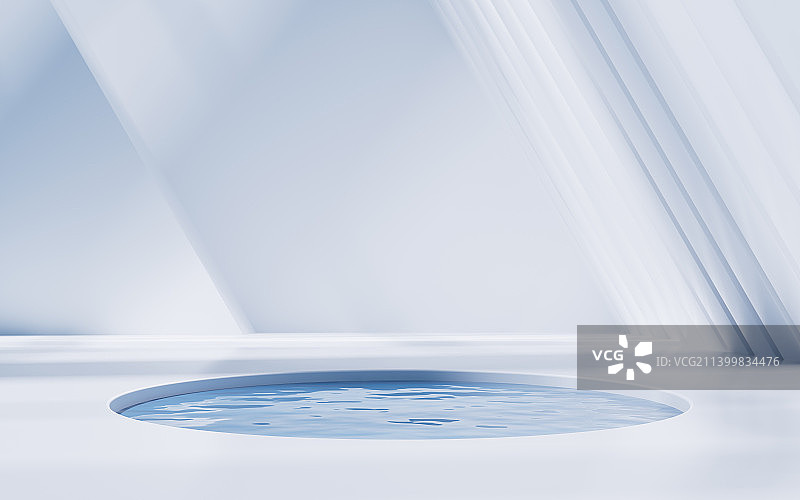 室内水面空房间3D渲染图片素材