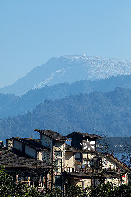 森林树木山蓝天航拍图片素材