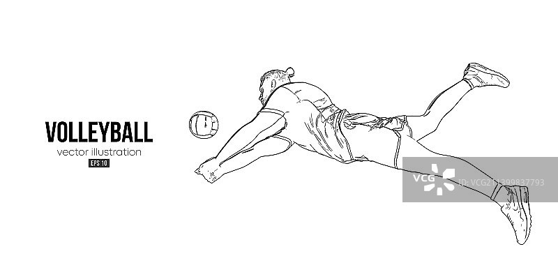 抽象排球运动员剪影图片素材