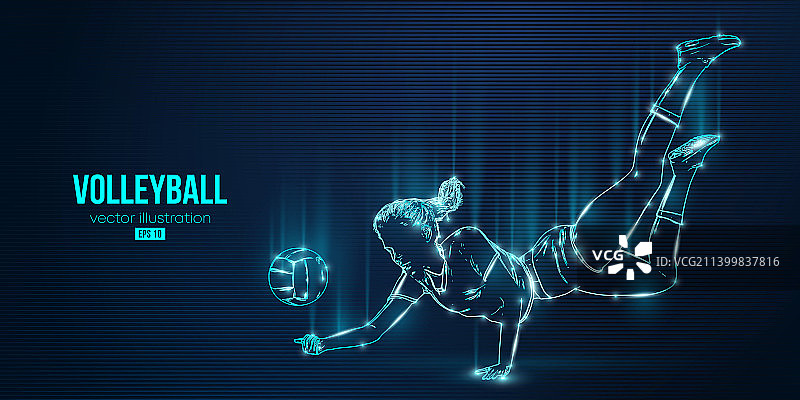 抽象排球运动员剪影图片素材