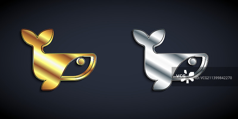 金色和银色鲸鱼图标图片素材