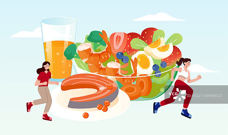 均衡饮食健康膳食插画海报图片素材