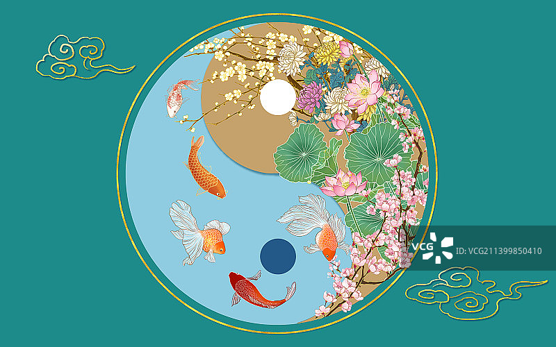 太极花鱼图图片素材