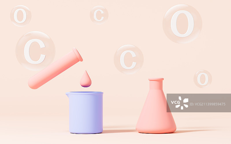 卡通烧杯与锥形瓶实验器材图片素材