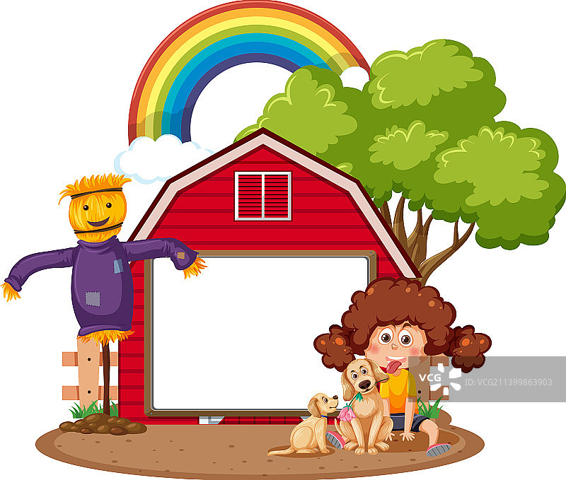 带谷仓农场的空白板图片素材