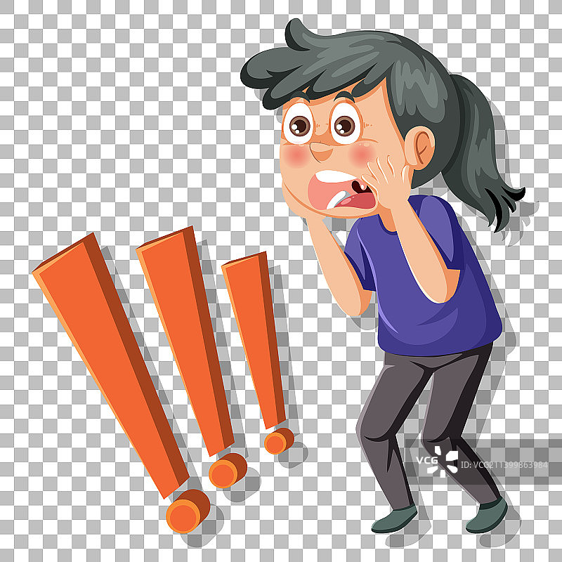 震惊的女孩卡通角色图片素材