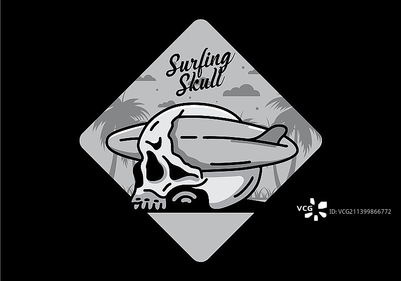 冲浪板刺穿头骨设计图片素材