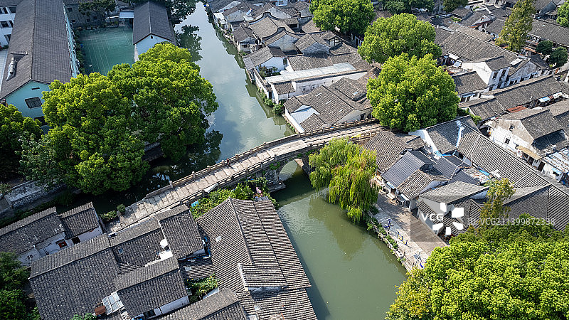 航拍绍兴八字桥古街图片素材