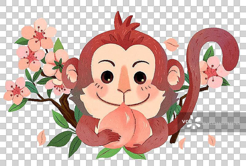 猴子和桃花图片素材