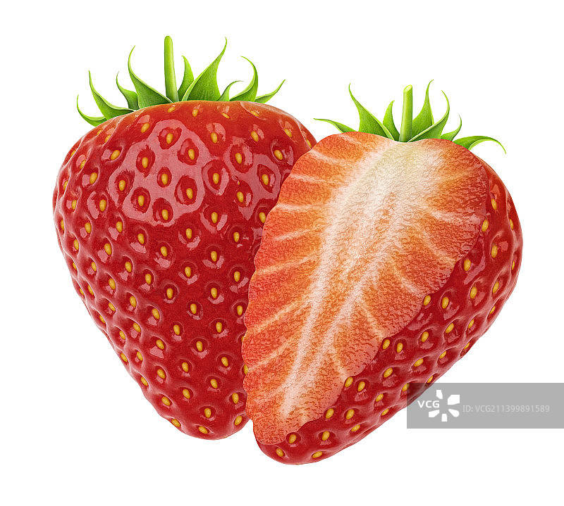 带裁剪路径的白色背景上的草莓图片素材