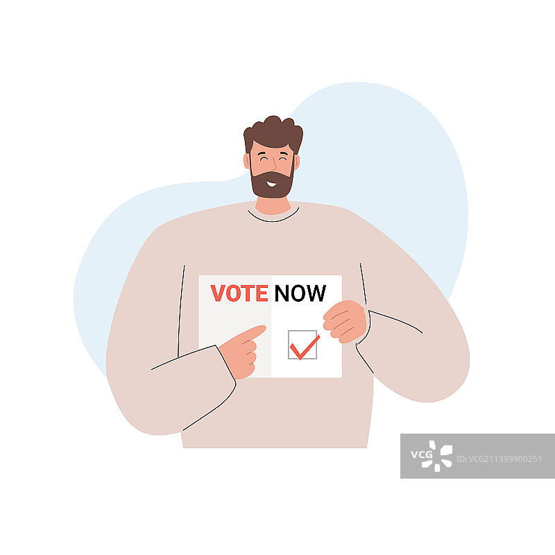 男人手持鼓励投票选举的标语牌图片素材