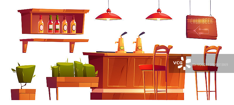 酒吧家具物品卡通图标合集图片素材