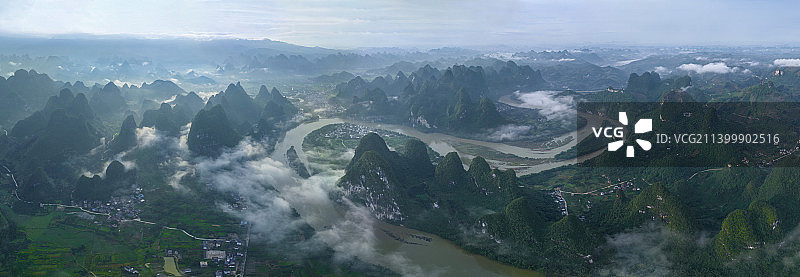 阳朔漓江风光全景航拍图片素材
