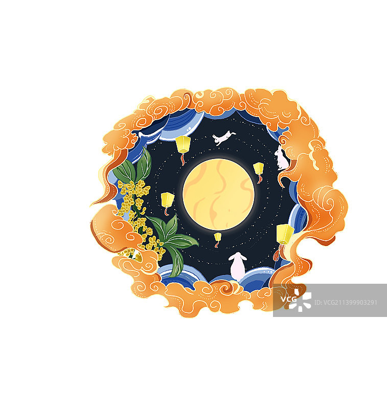 中秋看月图片素材