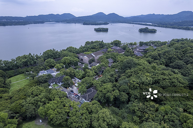 杭州西湖孤山航拍图片素材